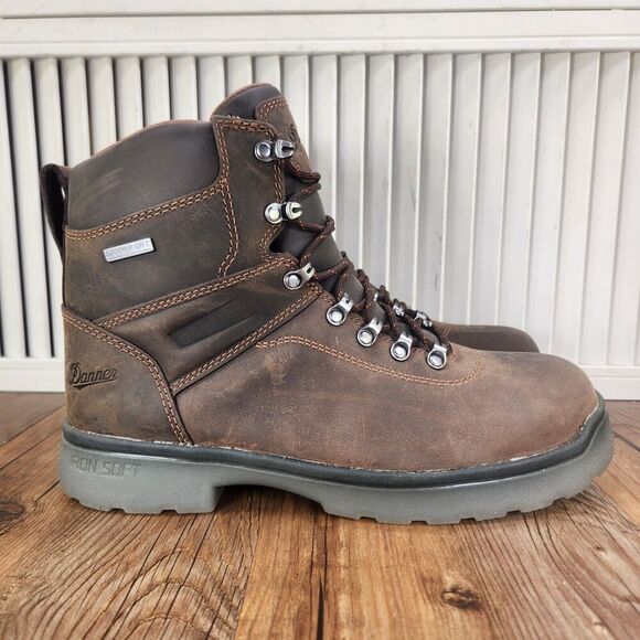 Danner IronSoft 14733 Mens 9 D Brown Leather 6" Waterproof Safety Toe Work Boots - Picture 2 of 12
